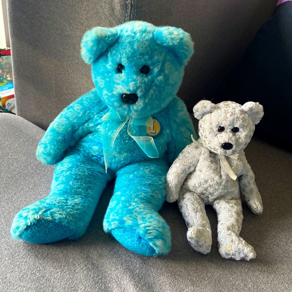Ty Beanie Babies Large #1 Bear and Small The Beginning Bear